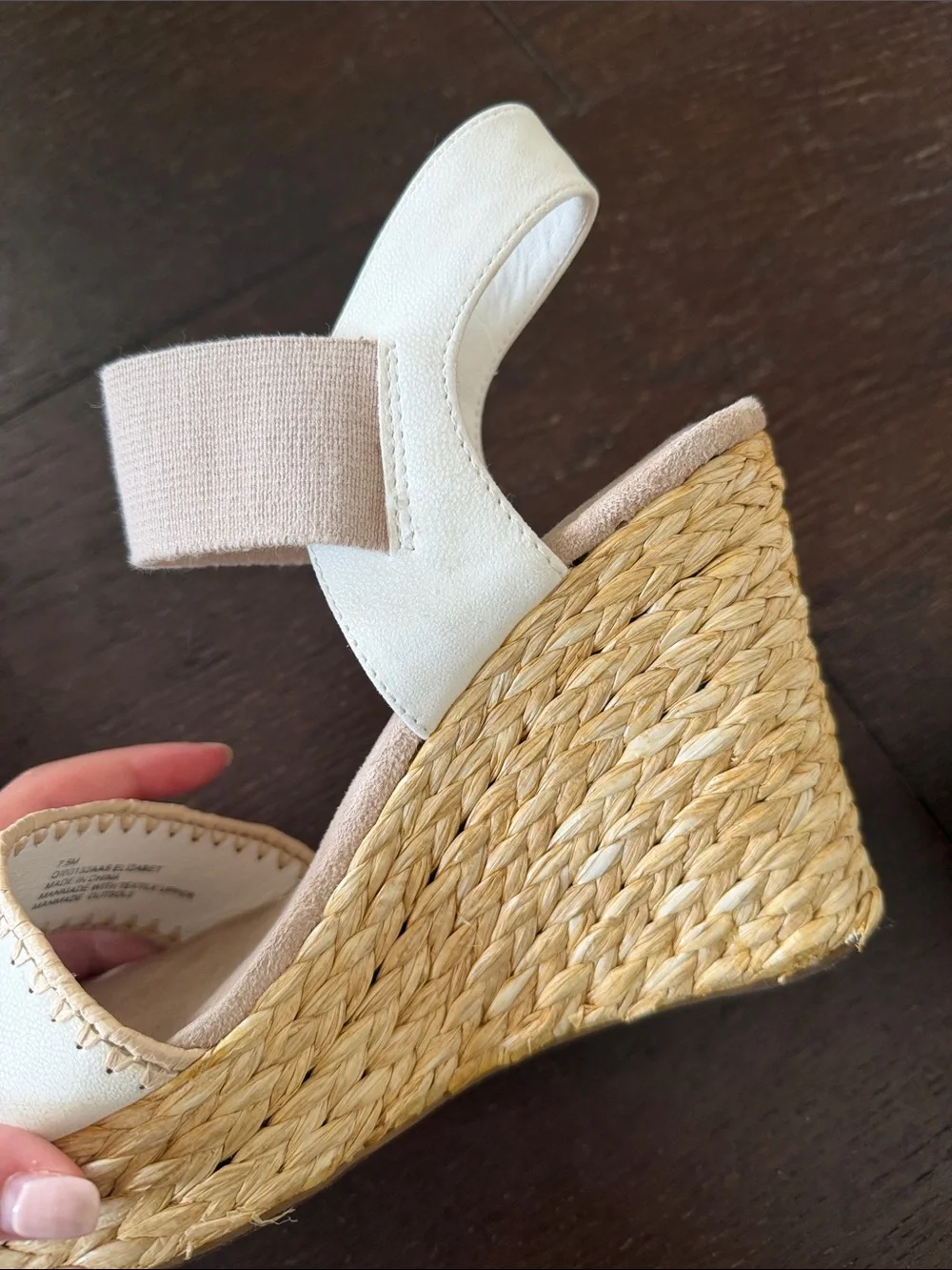Altard State Woven Espadrille Wedge Sandals in Cream and Tan Size 7.5
